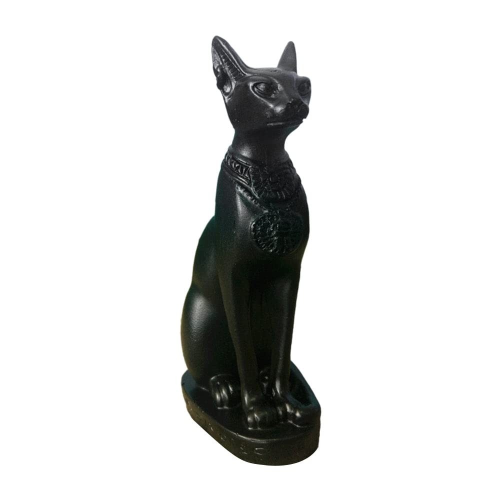 Ornamento de Gato Egípcio Bastet em Resina - Estatueta Artesanal para Decoração de Mesa e Sorte