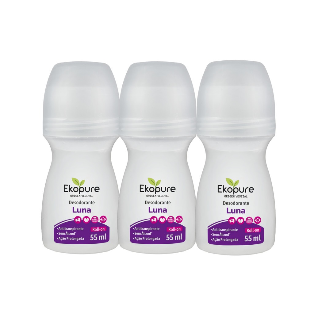 Ekopure Luna: Kit 3 Desodorantes Veganos e Naturais