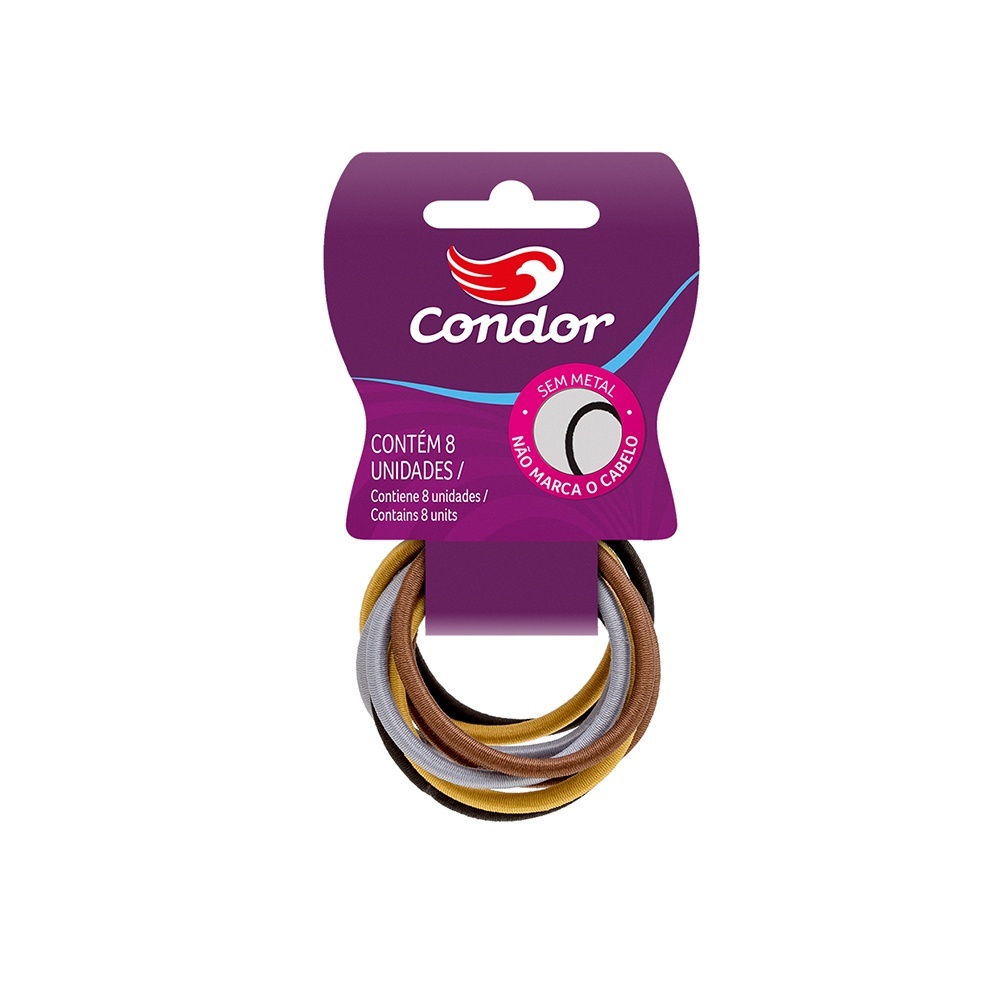 Elásticos Finos Neutros Condor 8 Unidades: Práticos e Sem Danos ao Cabelo