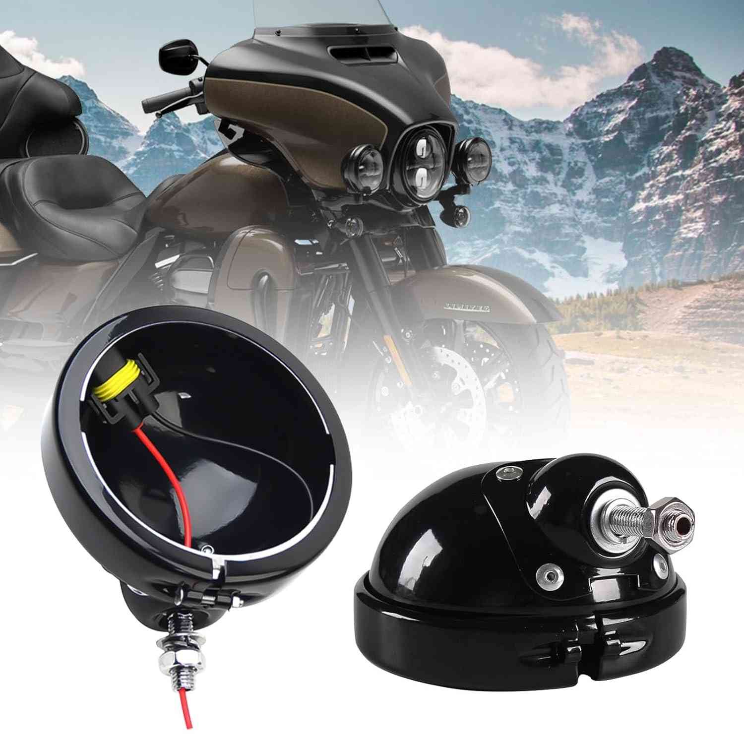 SKTYANTS Suporte de Anel 11,4cm para Farol de Neblina - Motos Touring Electra (Preto)