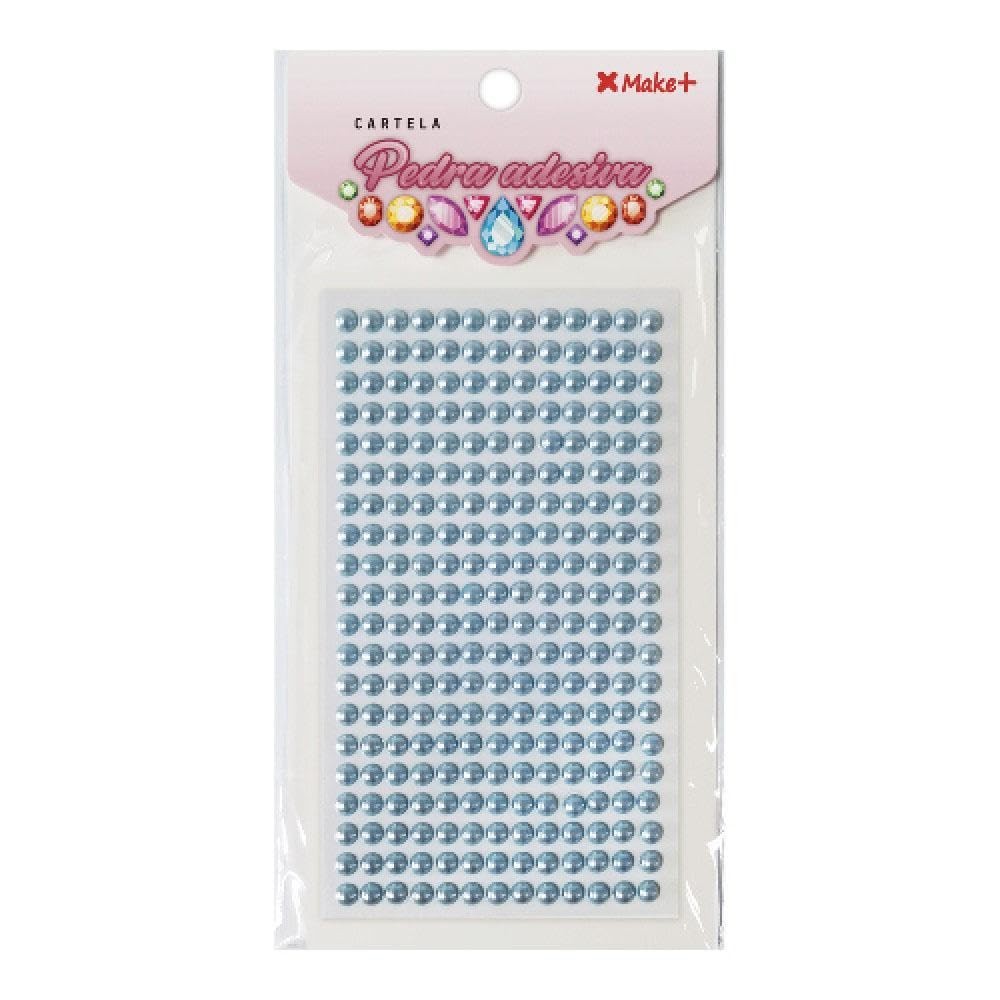 Cartela de Pedras Adesivas Meia Pérola 6mm Azul Claro - Toque de Elegância DIY