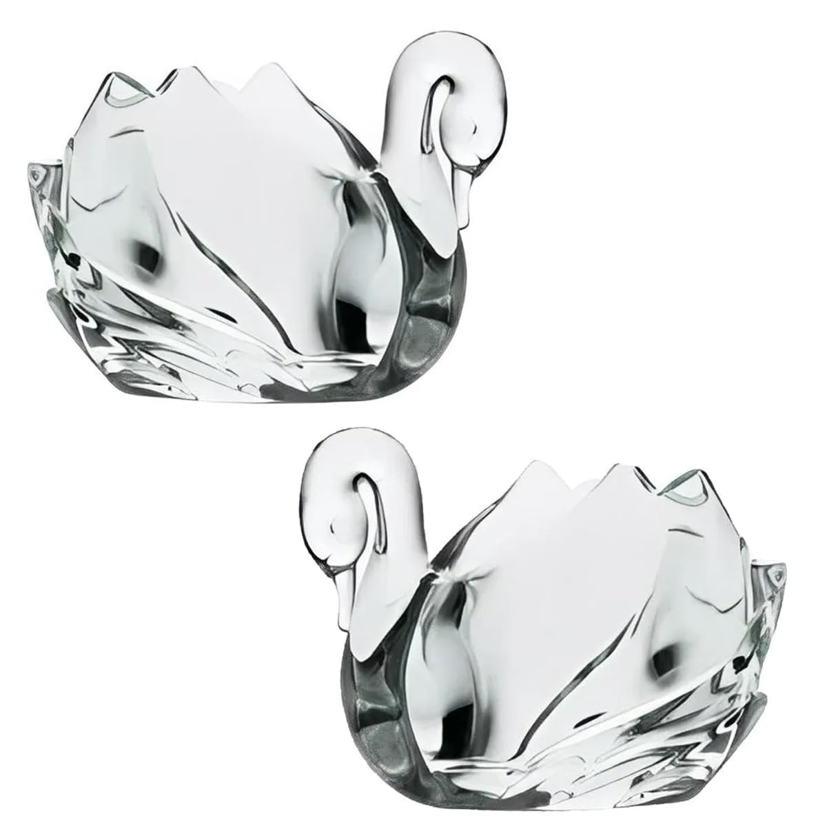 Kit com 2 Esculturas de Cisne em Vidro - 12cm - Decoração Elegante e Sofisticada