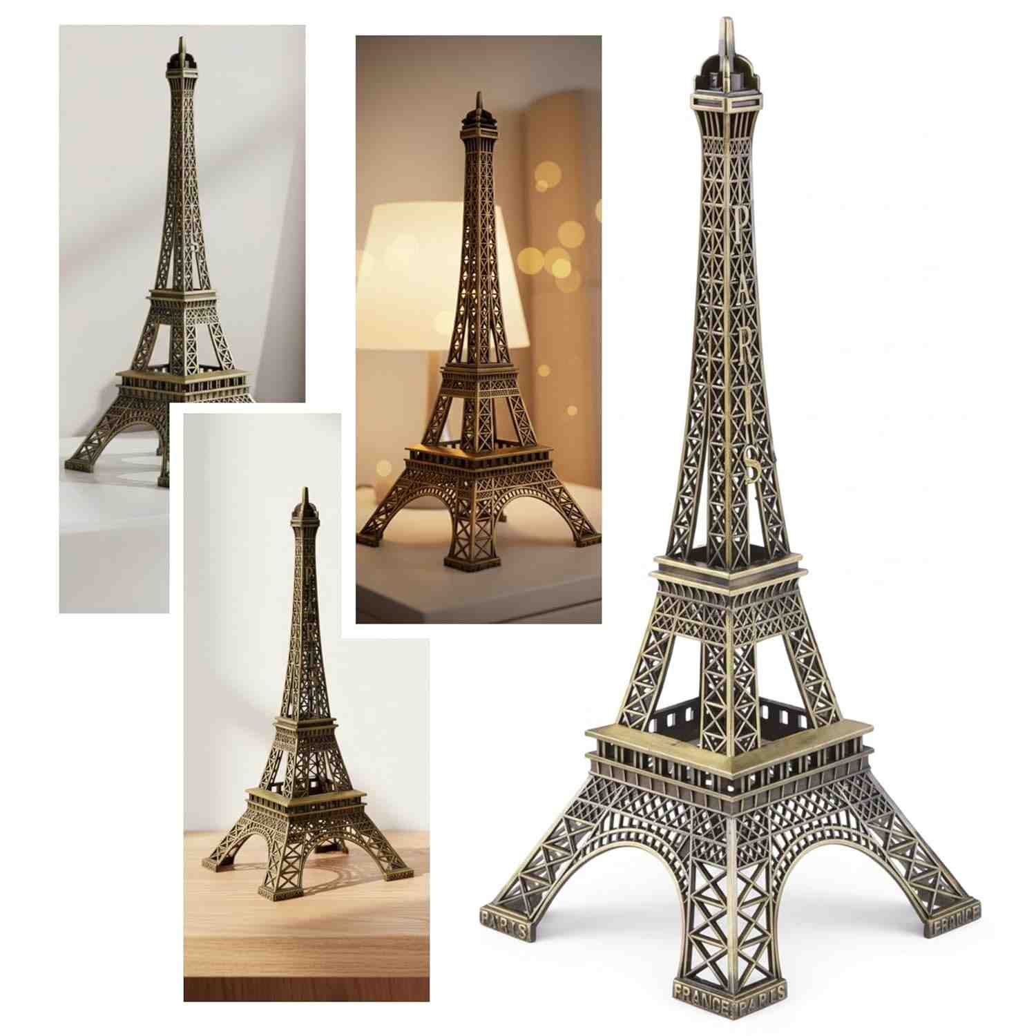 Miniatura Torre Eiffel 25 cm em Metal Dourado - Decoração Elegante e Romântica para Casa e Escritório