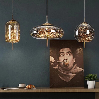 Lustre de Bola de Vidro Retro para Sala, Jantar e Cozinha – Design Clássico e Iluminação Elegante