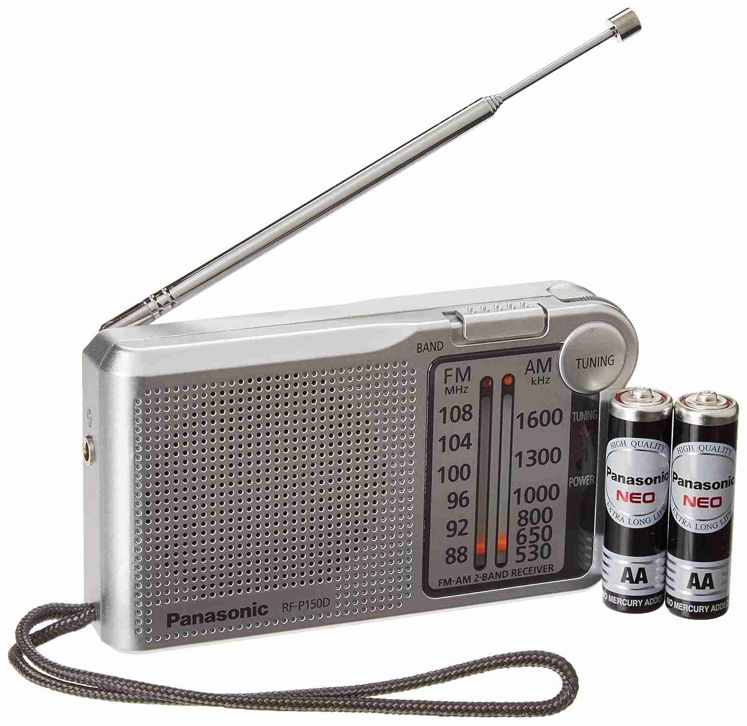 Rádio Portátil Panasonic AM/FM Tamanho Bolso - Prata Elegante (RFP-150D)