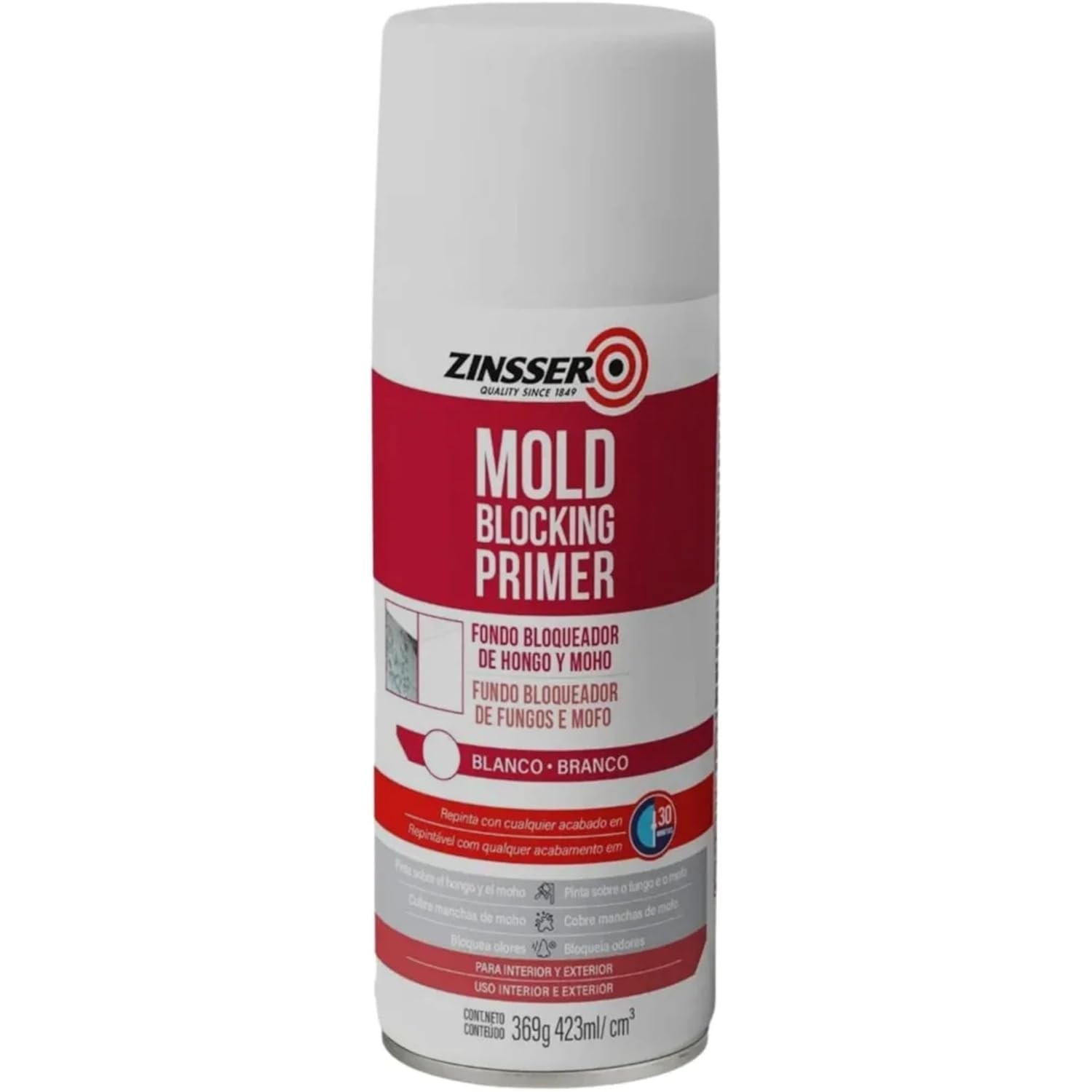 Rust Oleum Zinsser Mold Killing Primer - Fundo Eliminador de Fungos e Mofo em Aerossol 369g
