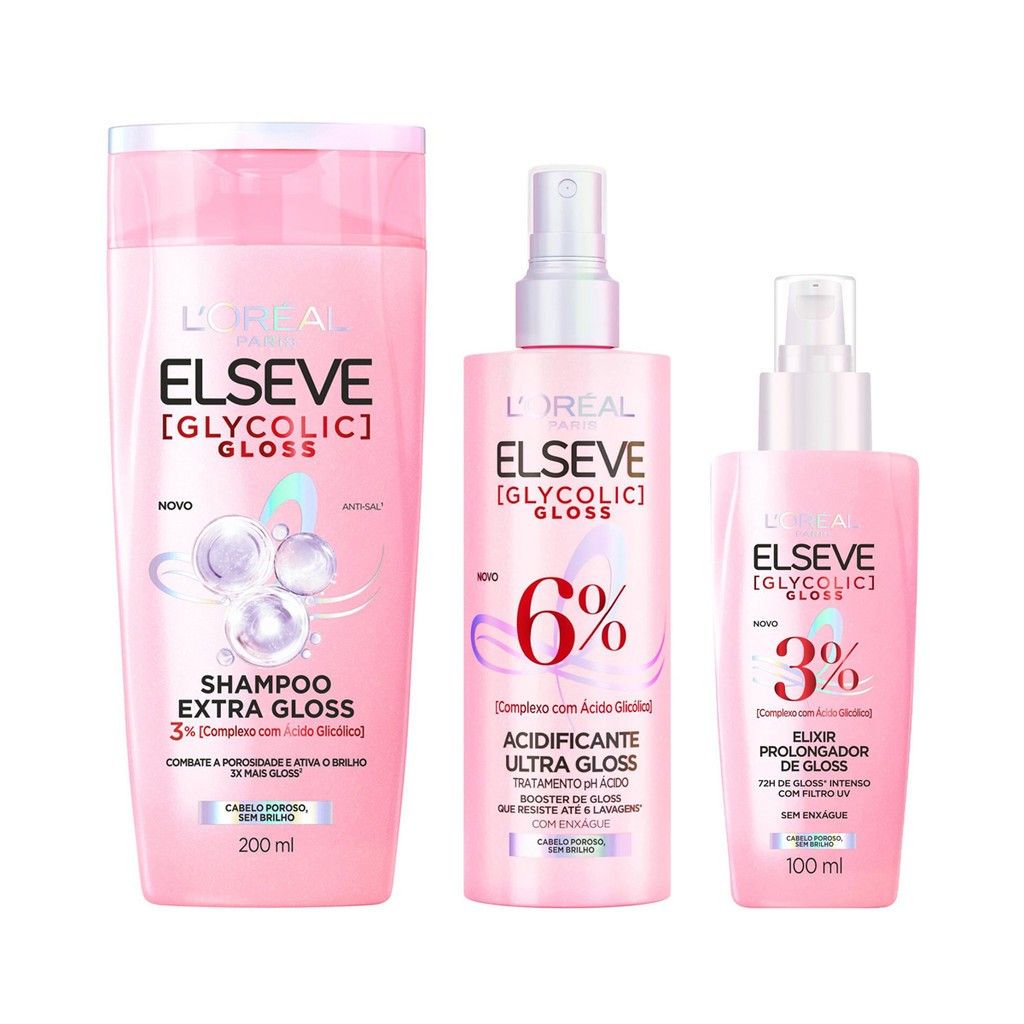 Elseve Glycolic Gloss: Kit Brilho Intenso