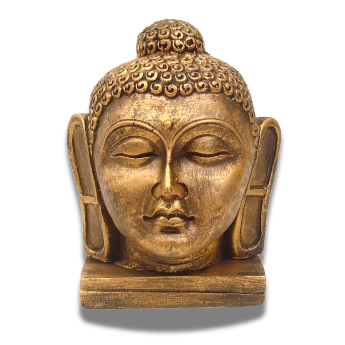 Escultura Cabeça de Buda em Resina - 16,5cm | Arte Decorativa com Detalhes Finais e Espiritualidade