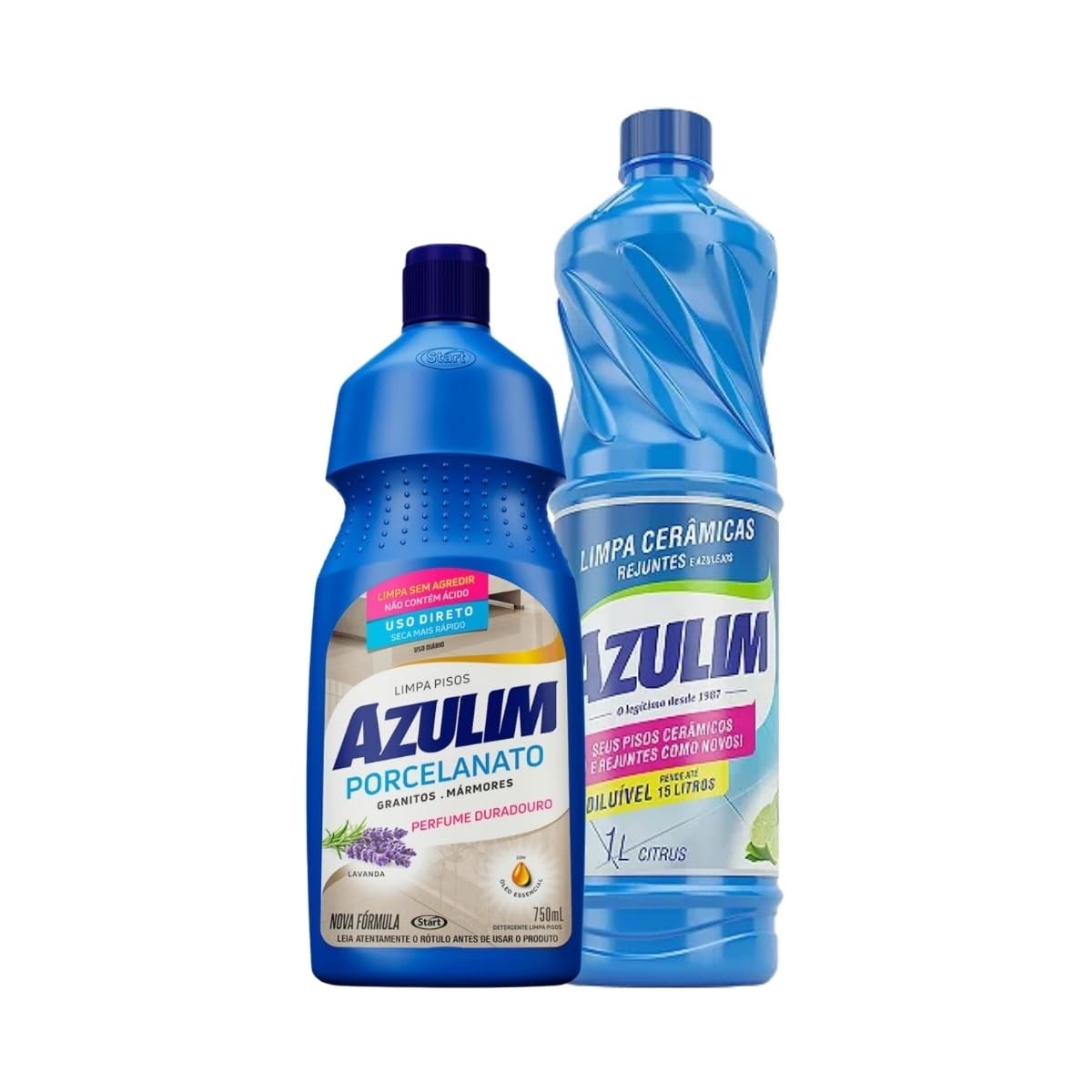 Kit Limpa Pisos 2 em 1 - Cerâmica Citrus 1L + Porcelanato Lavanda 750ml