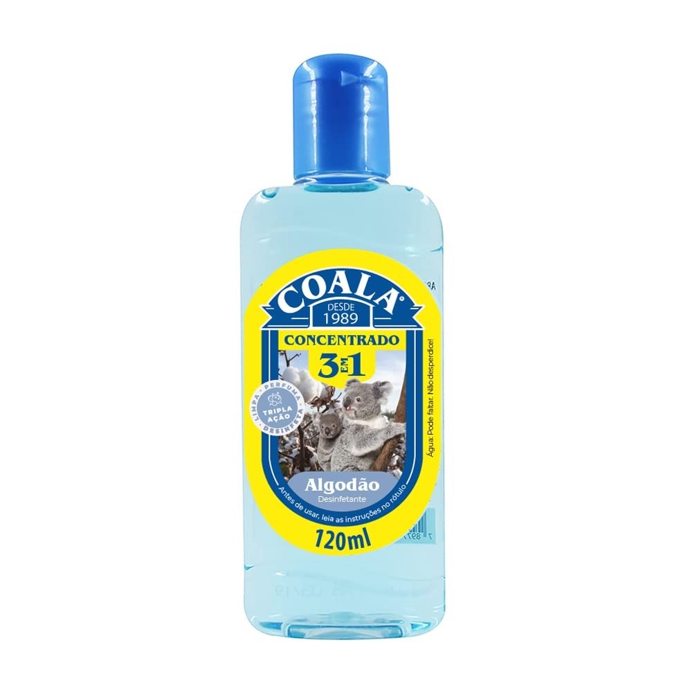 Desinfetante Concentrado 3 em 1 Coala Algodão - 120ml com Ação Bactericida e Perfumação Duradoura