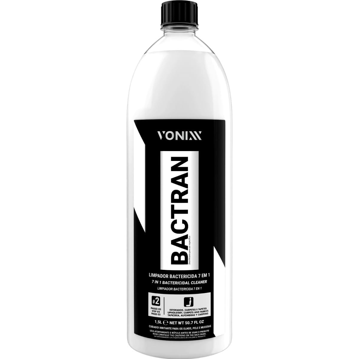Limpador Bactericida Vonixx Bactran 1,5L - Elimina Bactérias, Fungos e Odores em Sofás e Estofados