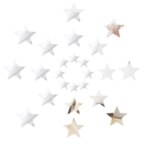 40 Adesivos de Parede Estrela Espelhados 3D em Acrílico Prateado - Decoração Moderna para Sala, Quarto e Home Office