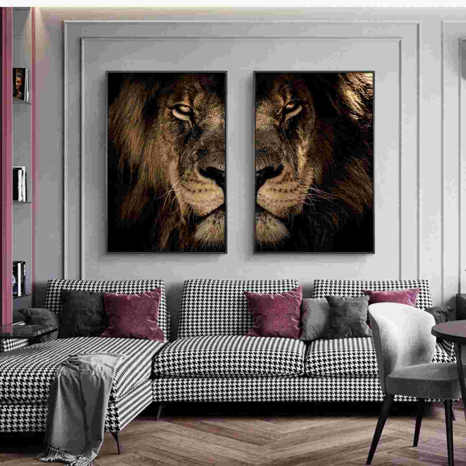 Impressão em Tela Leão Africano - Arte Moderna 60x90cm para Decoração de Parede