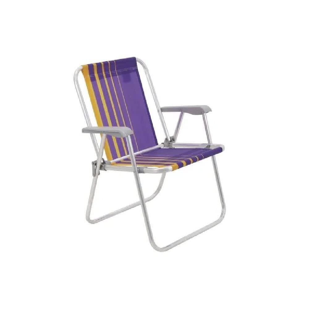 Cadeira de Praia Tramontina Samoa Alta em Alumínio com Assento Azul Escuro e Laranja - Conforto e Estilo à Prova d'Água
