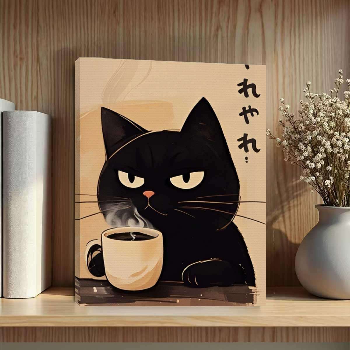 Arte de Parede emoldurada Gato Engraçado - Impressão em Tela Retrô para Decoração de Café, Sala e Quarto