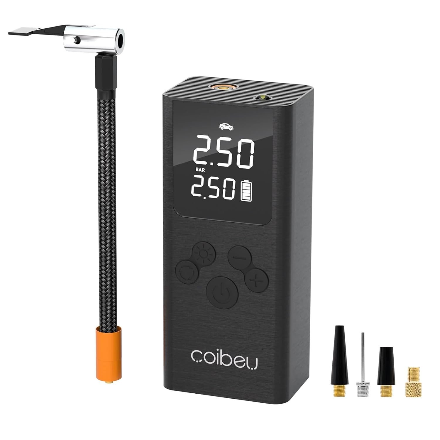 Compressor de Ar Portátil 7 em 1: Calibrador Digital, Power Bank 4000mAh e Lanterna LED