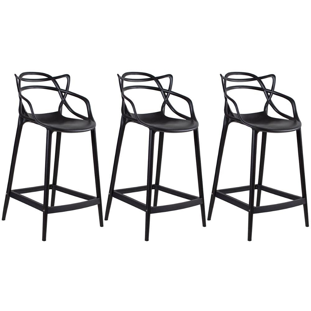 Banquetas Allegra 66cm - Conjunto 3 Peças em Polipropileno Moderno para Sala de Jantar e Cozinha