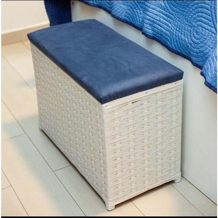Puff Baú Organizador 80L com Assento em Suede – Estilo e Organização em um Só!