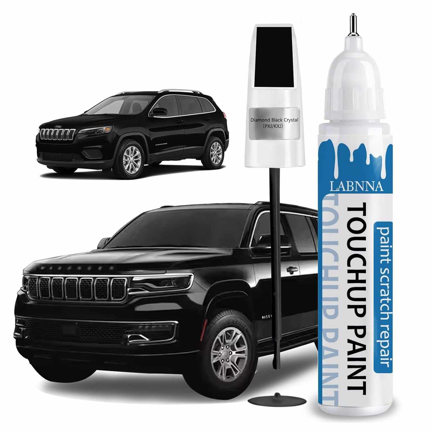 Tinta de Retoque Diamond Black Crystal para Jeep - Caneta 2 em 1 com Pincel para Reparos Precisos