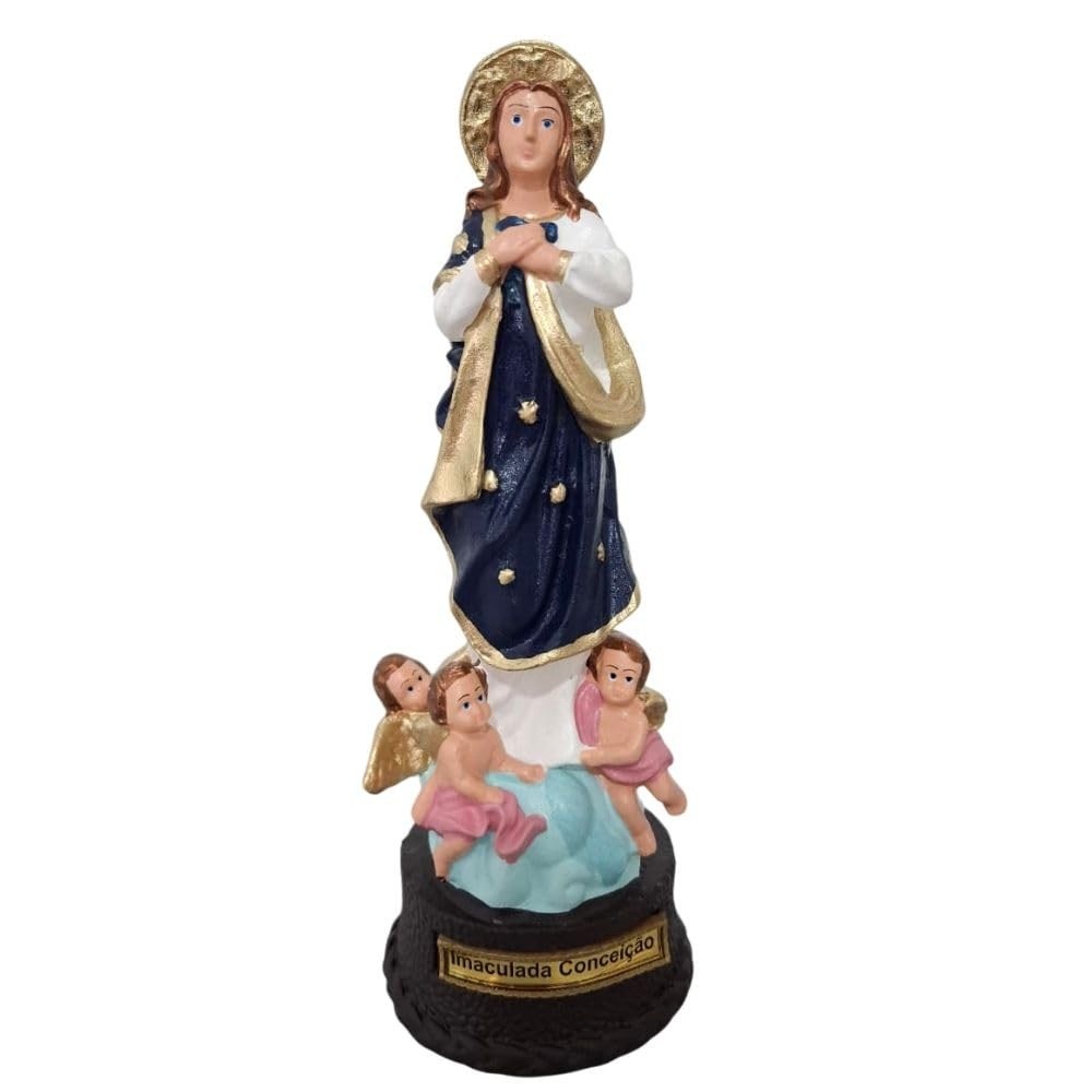 Imagem de Nossa Senhora da Imaculada Conceição em Borracha Inquebrável - 22 cm | Presente Religioso Durável e Detalhado