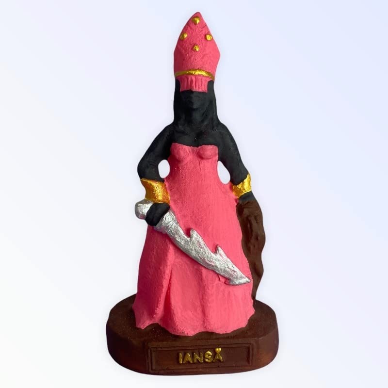 Escultura de Orixá Iansã em Resina 10 cm - Rosa | Decoração Afro-Brasileira com Estilo