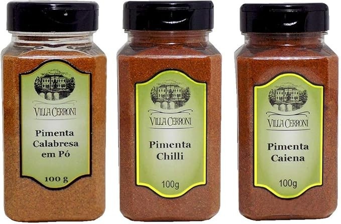 Pimenta Calabresa em Pó, Pimenta Chilli e Pimenta Caiena - Villa Cerroni