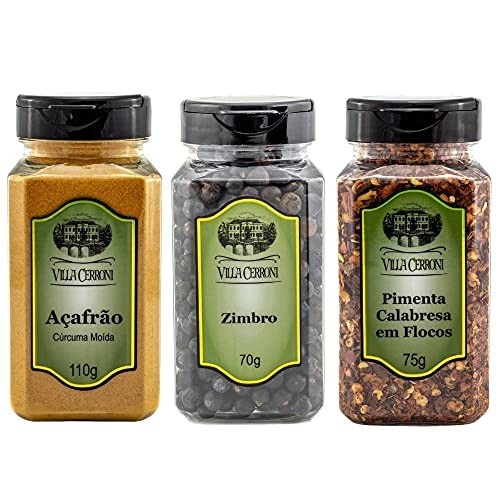 Açafrão, Zimbo, Pimenta Calabresa em Flocos