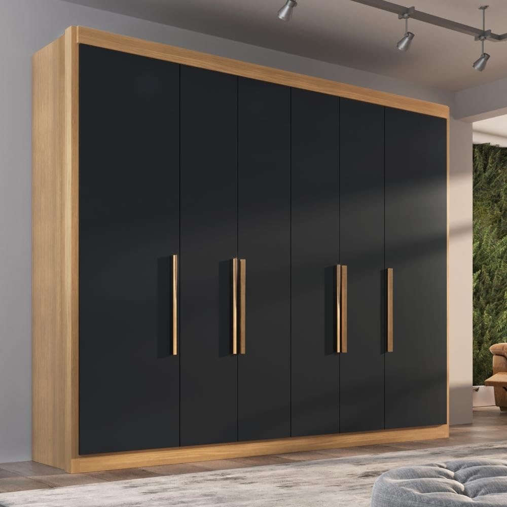 Guarda-Roupa Casal Valencia 6 Portas e 6 Gavetas – Design Moderno em Teka e Onix