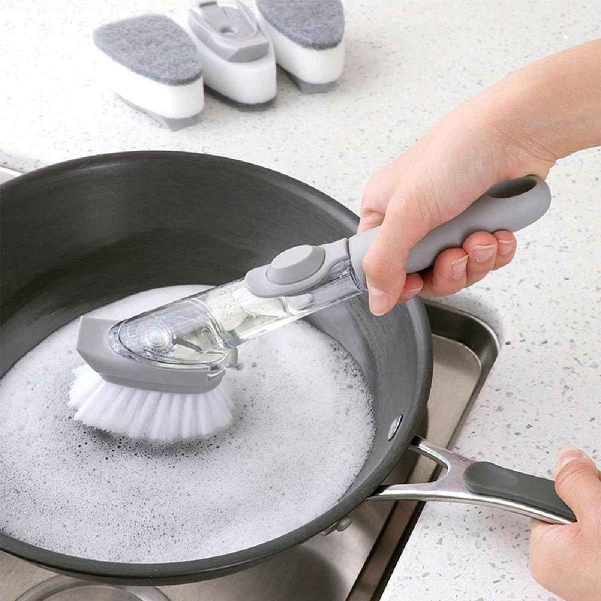 Escova de Limpeza 2 em 1 com Dispenser de Sabão | Max Cleaner Cinza 150ml