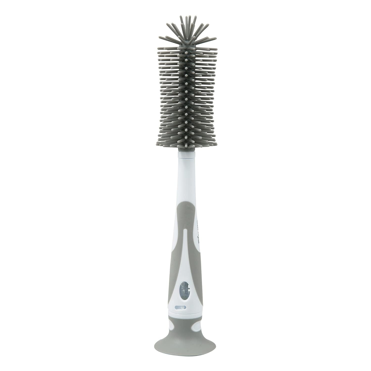 Escova de Mamadeira Premium em Silicone 360º - Clingo Cinza/Branco | Livre de BPA