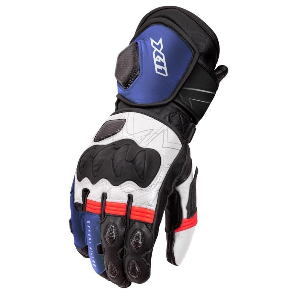 Luva X11 Racer 2 Cano Longo em Couro Tricolor: Proteção e Estilo para Motociclistas