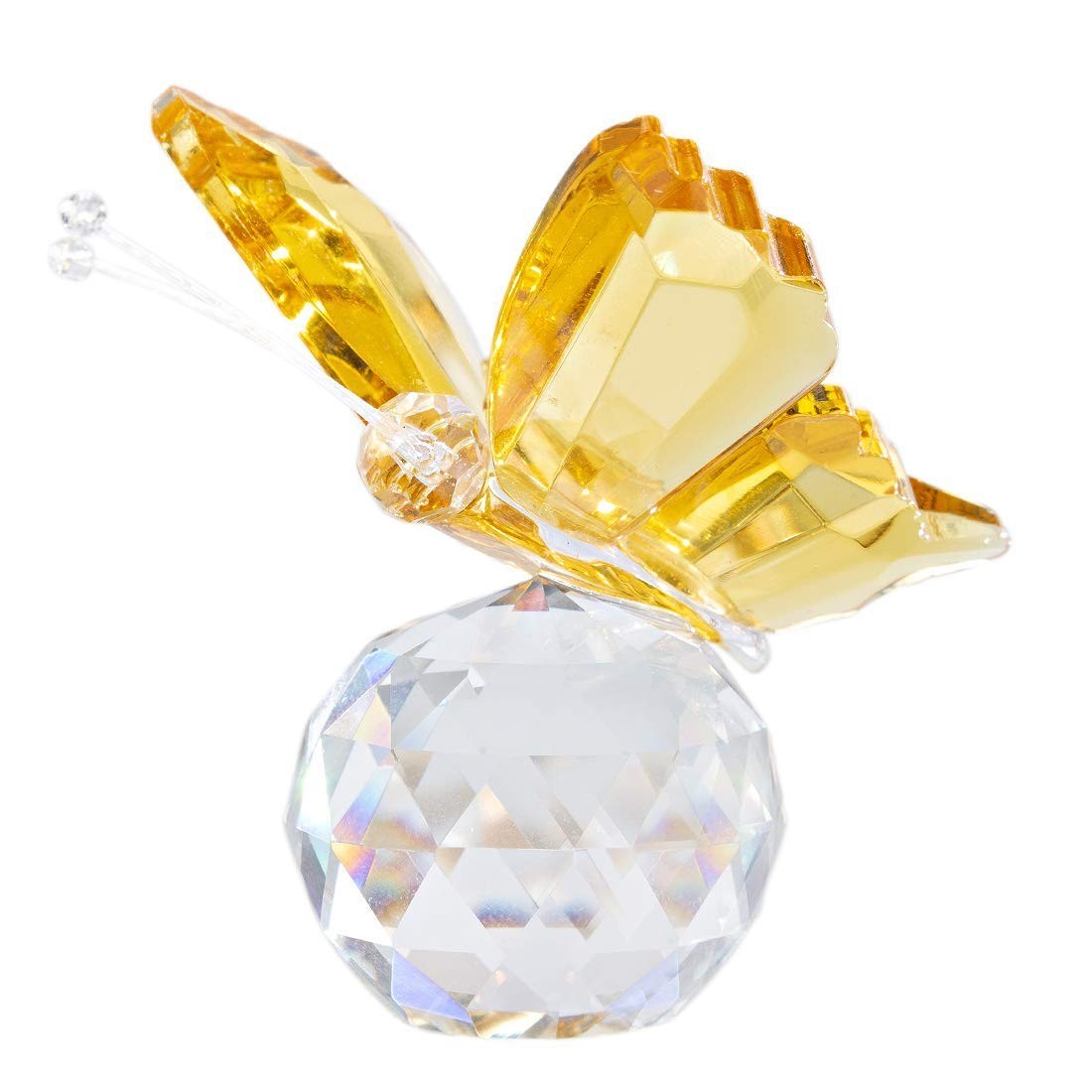 Borboleta Voadora de Cristal Amarela - Decoração Elegante e Colecionável em Cristal K9