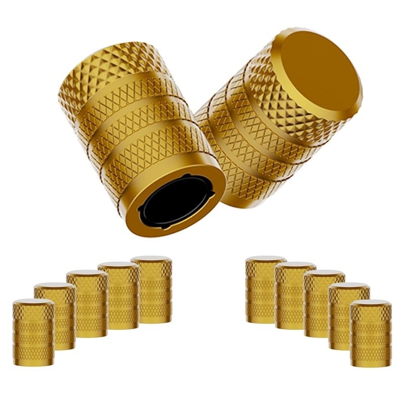 Tampas de Válvula de Pneu Amarelas em Alumínio Anodizado - Proteção Premium e Estilo para Seu Veículo (10 Peças)