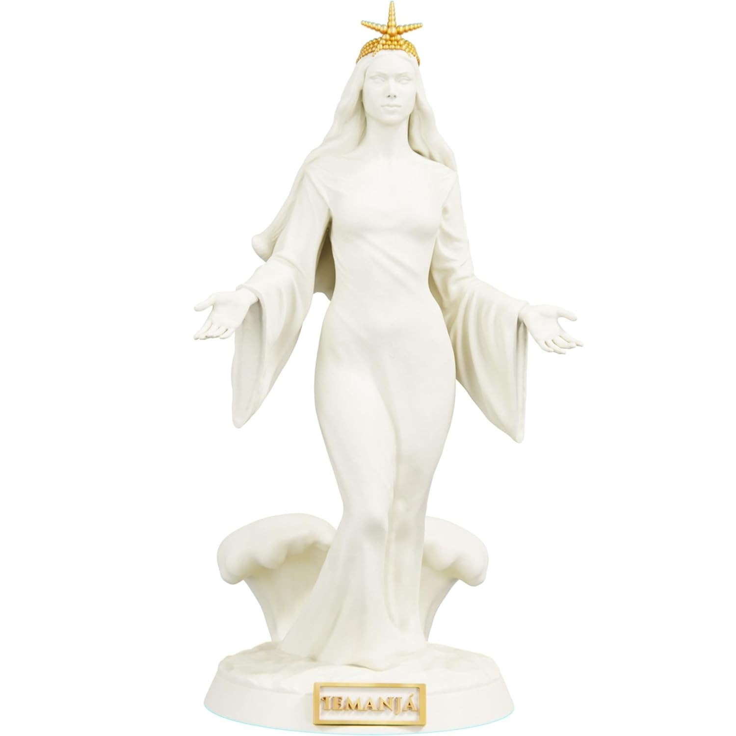 Estátua de Iemanjá em Mármore Dourado - Simbolismo Sagrado para Amor e Proteção