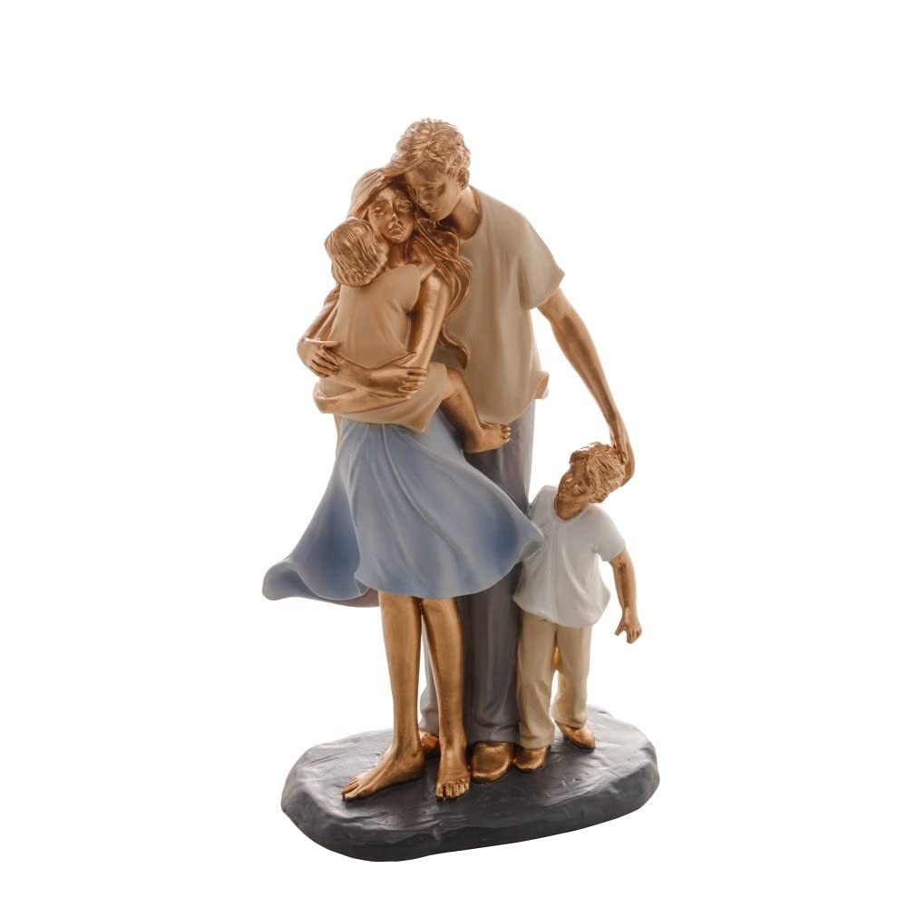 Figura Decorativa Família em Resina 15x9x28cm - Estilo Moderno para Ambientes Acolhedores
