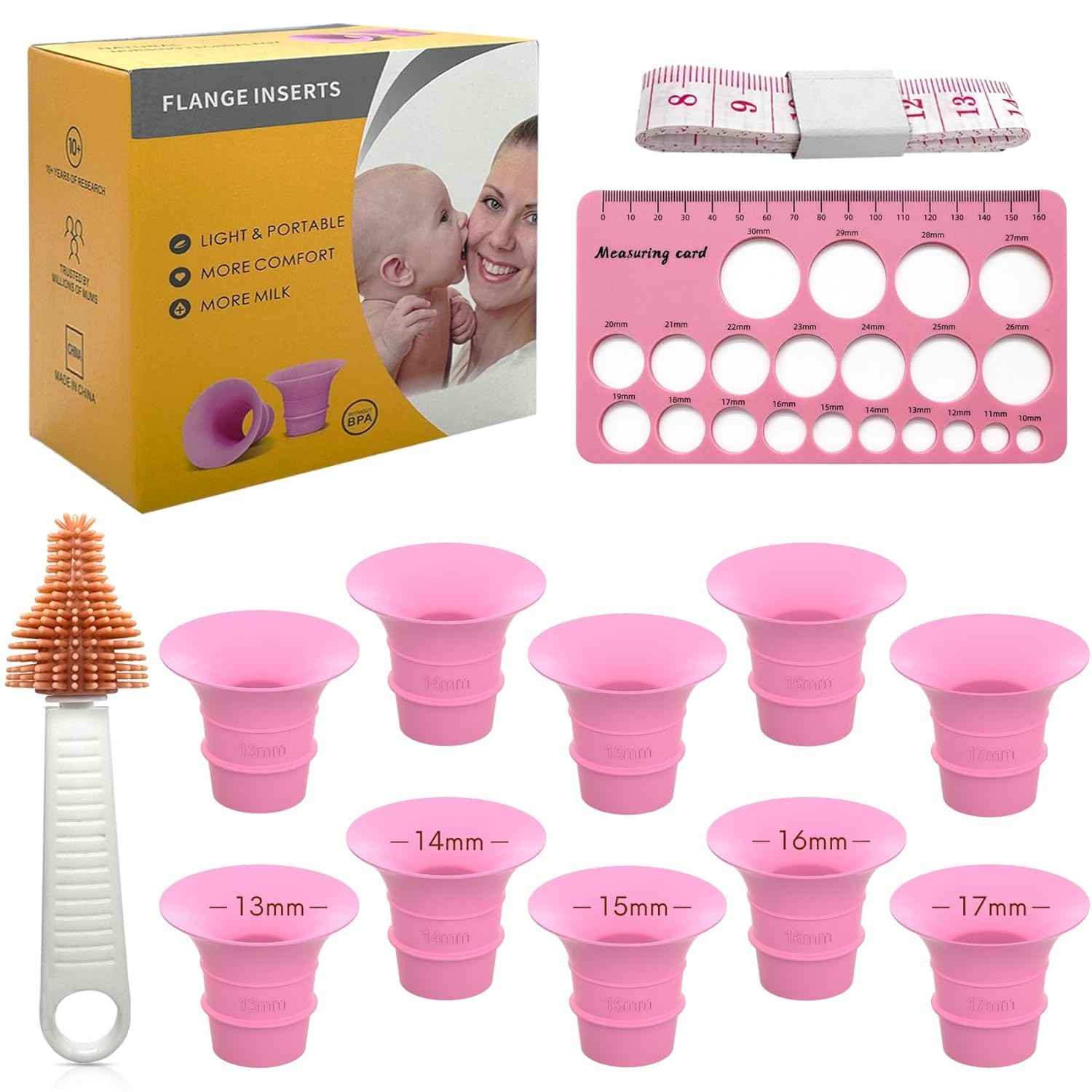 Kit de Dimensionamento de Flange 3 em 1 - 10 Peças de Silicone para Bombas Tira-Leite