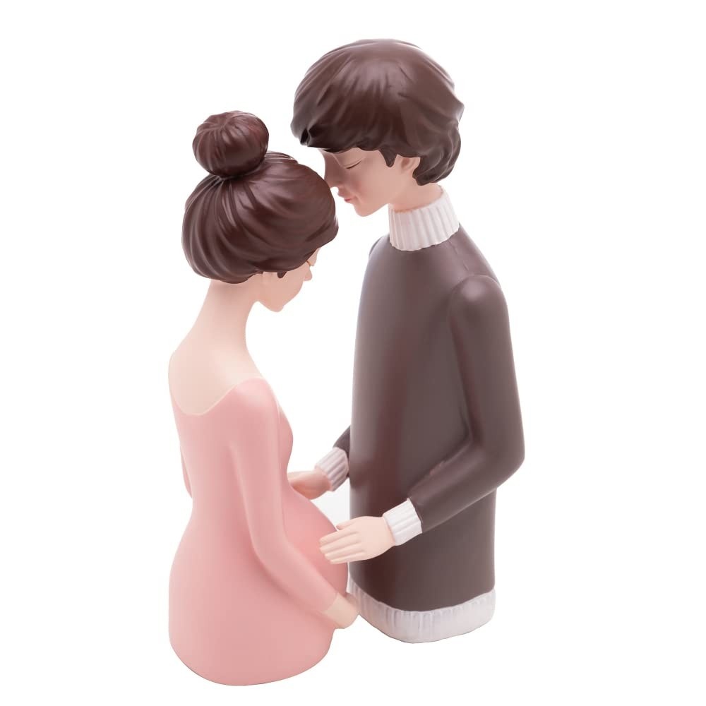 Figura Decorativa Casal Gestante em Resina - 10x7,5x20,5cm | Decoração Romântica e Sofisticada