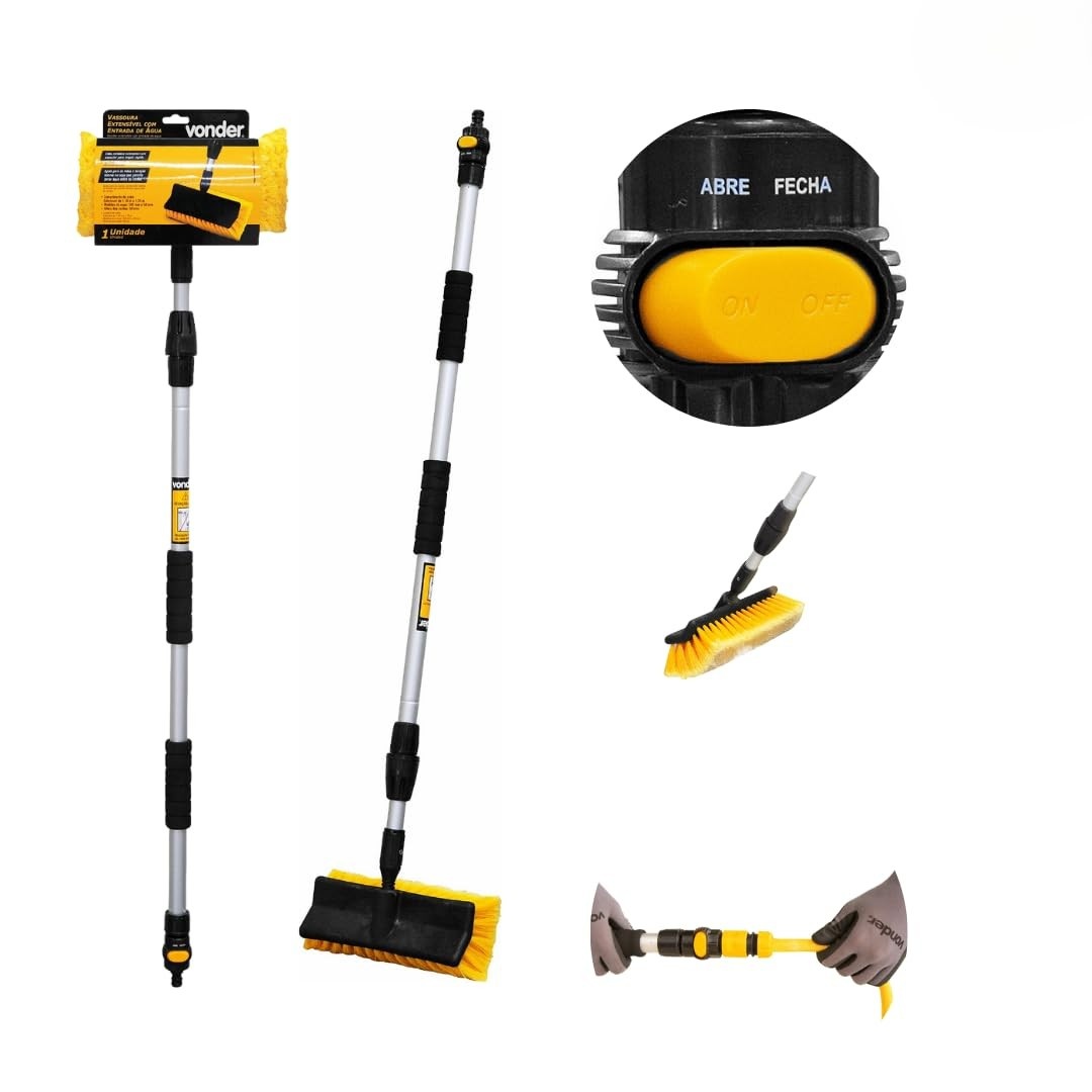 Vassoura Expansível Ajustável com Engate – Limpeza Eficiente em Altura com Conforto e Segurança