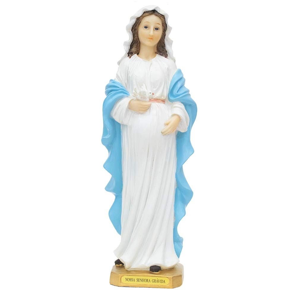Nossa Senhora Grávida 31cm - Escultura em Resina com Detalhes Realistas