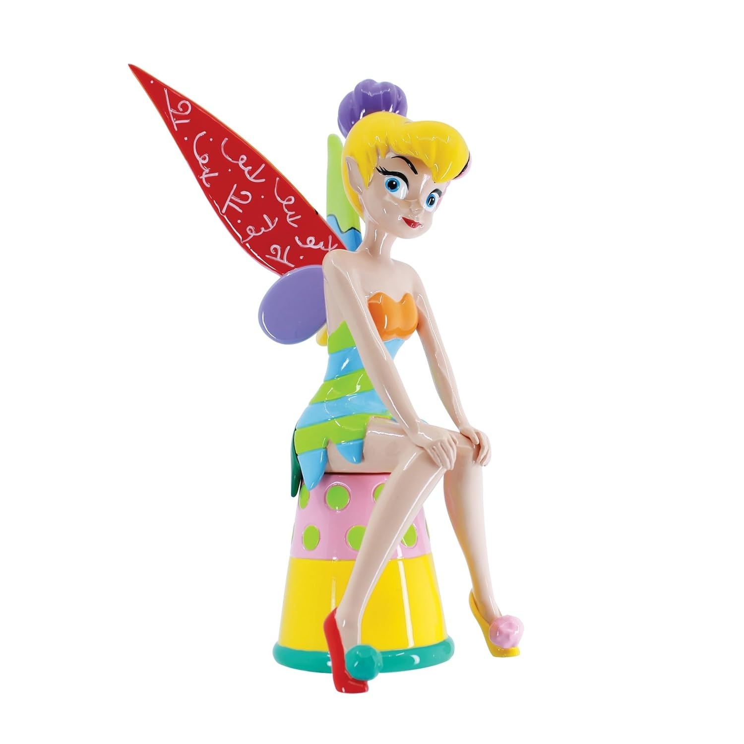Enesco Estatueta Disney Britto Sininho Sentado em Dedal – 18 cm, Multicolorido – Coleção Exclusiva