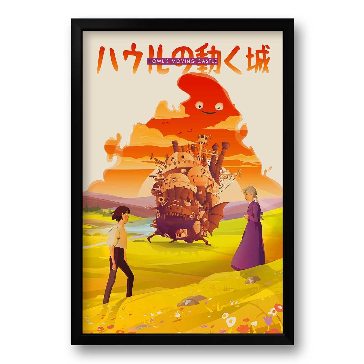 Quadro O Castelo Animado Studio Ghibli - 40x60cm | Impressão Premium em Vinil com Moldura Ecológica