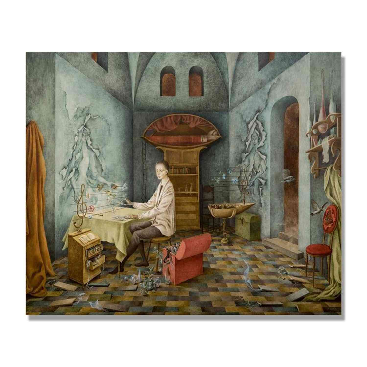 Pôster Impresso em Tela - Harmonia por Remedios Varo | Arte Abstrata Moderna 80x96cm