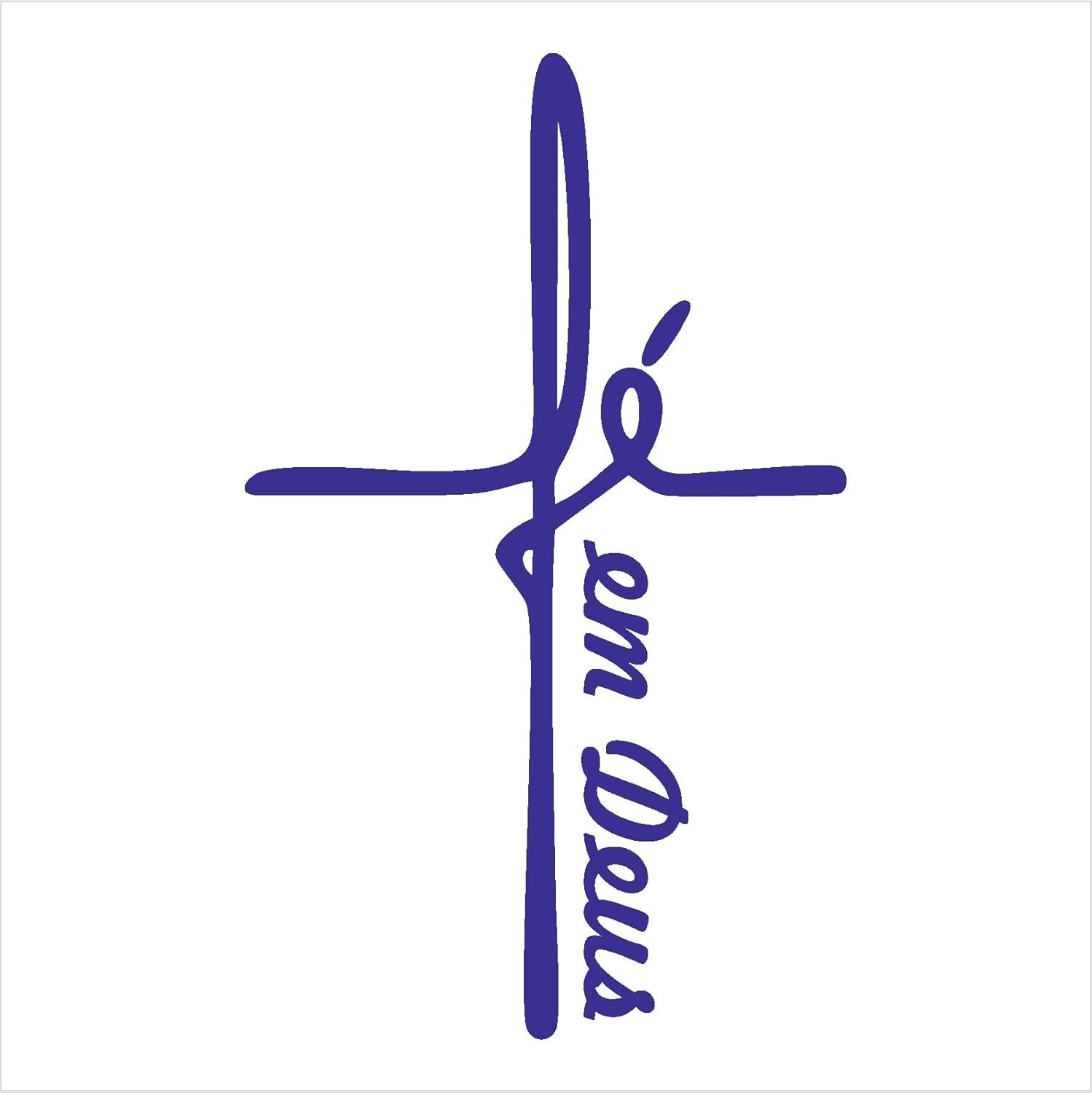 Adesivo Fé em Deus Cruz - Decalque Religioso Azul Marinho 18x29,5cm | Símbolo de Proteção Cristã