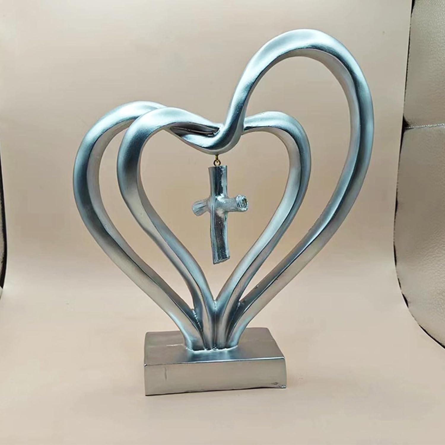 Estátua de Coração em Resina - Decoração Romântica Moderna para Casais | Presente Ideal para Dia dos Namorados