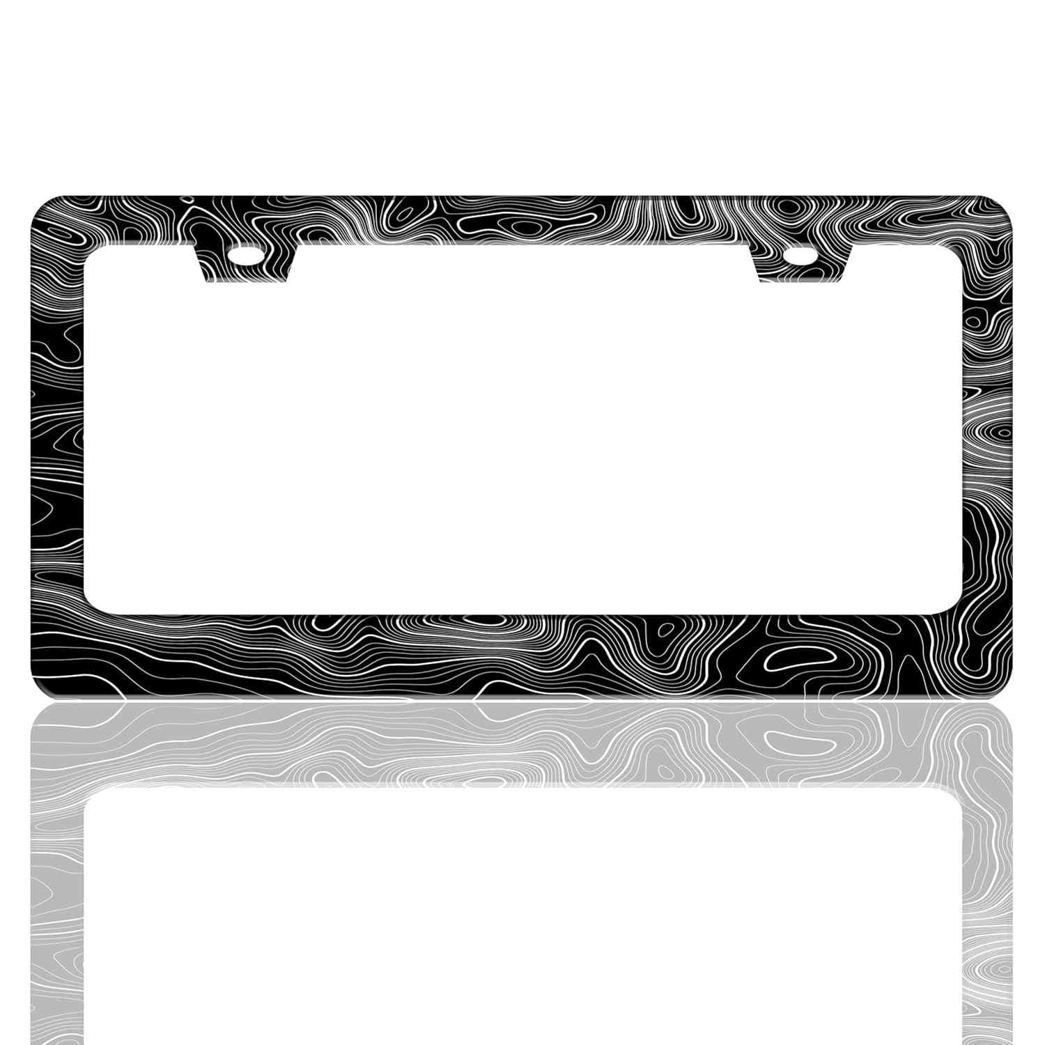 Moldura de Placa de Carro em Aço Inoxidável com Design Topográfico - Elegância e Durabilidade para Seu Veículo