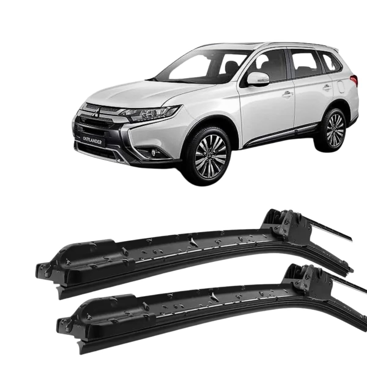 Par de Palhetas Limpador Para-Brisa em Silicone para Mitsubishi Outlander (2014-2019) - Encaixe Tipo Gancho