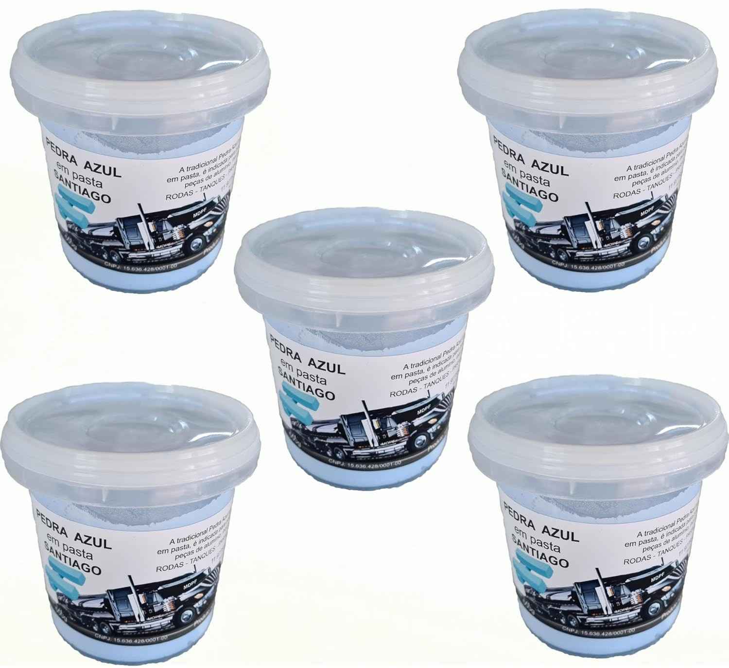 Kit 5 Pedra Azul Em Pasta P Polimento (500gr) Roda Tanq Crom