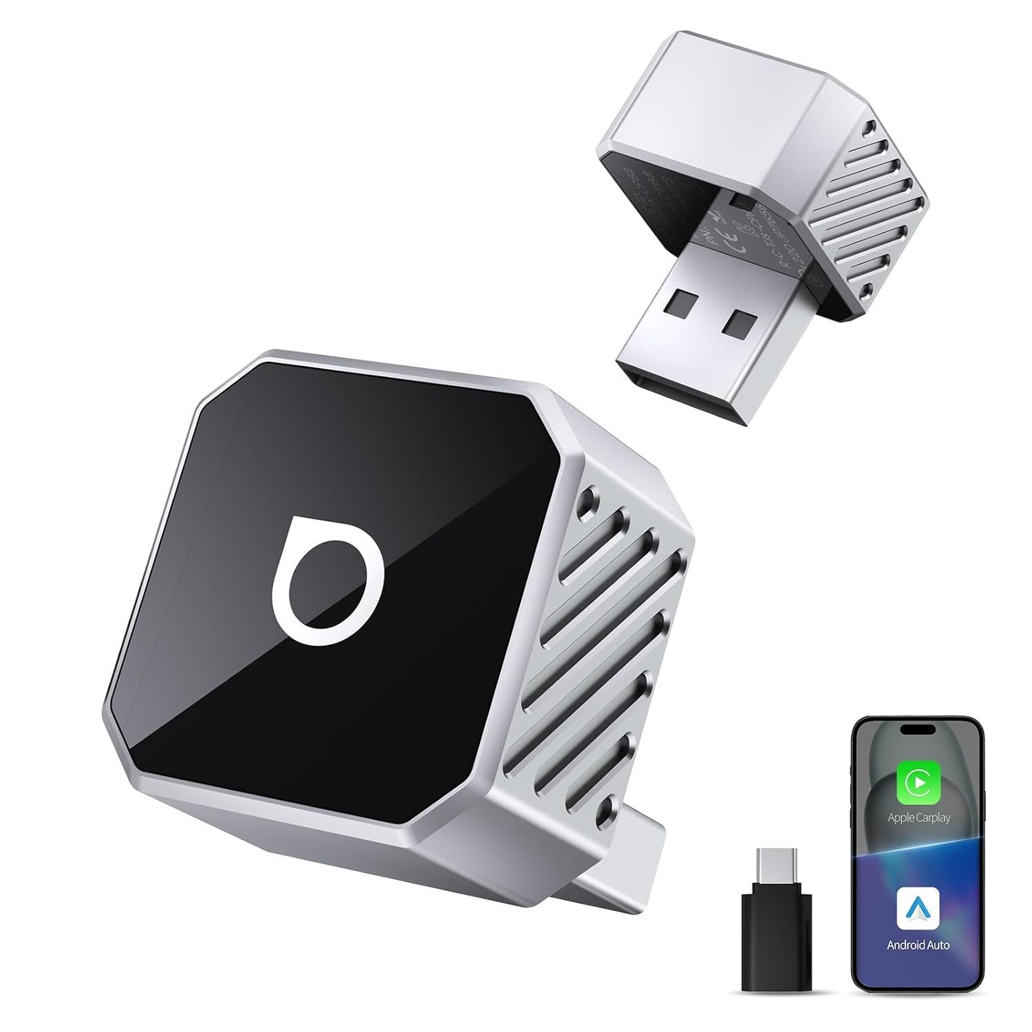 OTTOCAST Mini Pot 2025: CarPlay e Android Auto Sem Fio 2 em 1 - Conexão Automática e Plug & Play