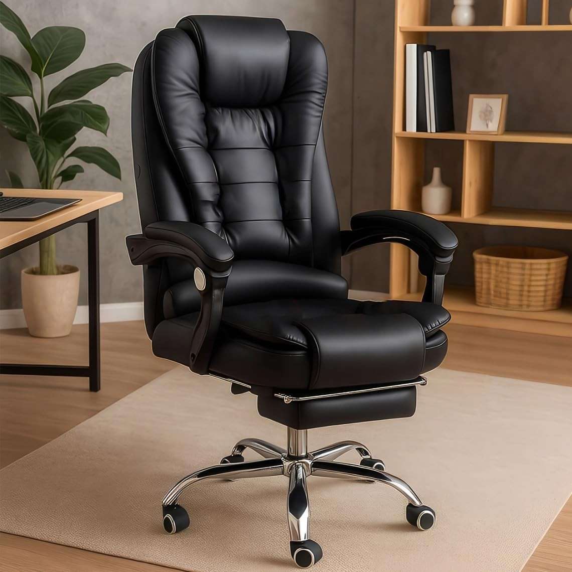 Cadeira Presidente Ergonômica com Apoio para os Pés - Conforto Premium em Couro