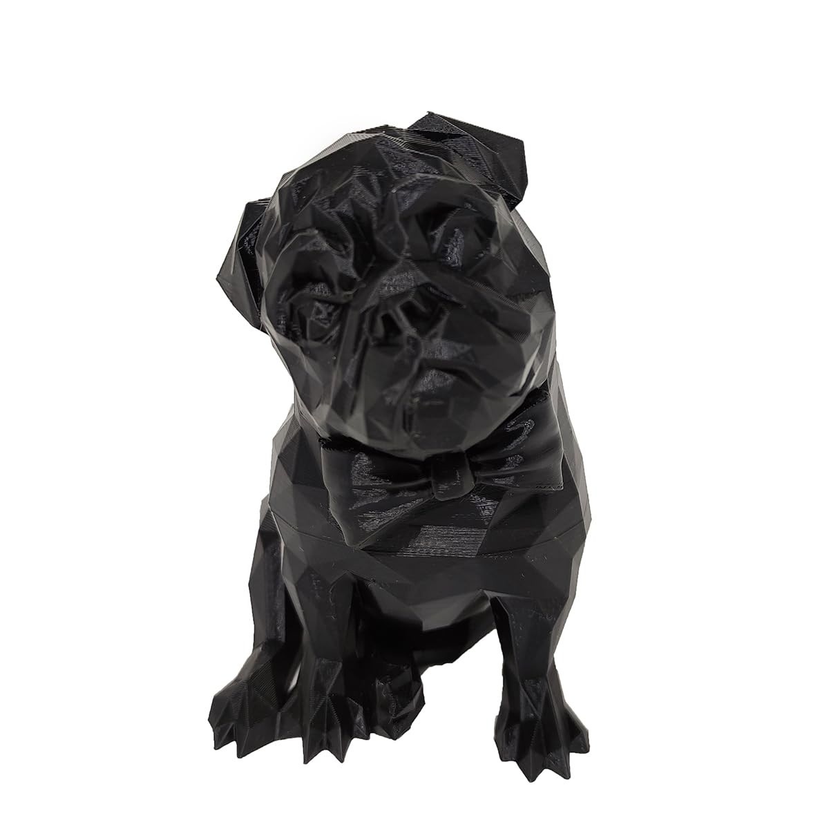 Pug Cachorro em Impressão 3D - Decoração Moderna em Preto para Ambientes Criativos